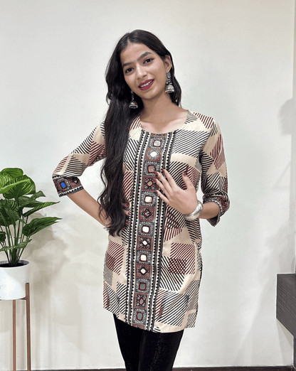 Kritika Ajrakh Short Kurti