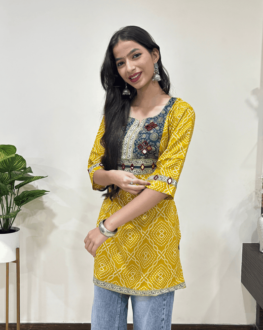 Rang Ajrakh Short Kurti