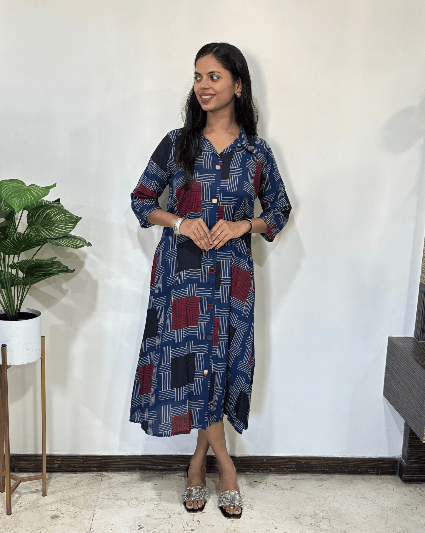 Shriya Geometric Ajrakh Cotton One-Piece