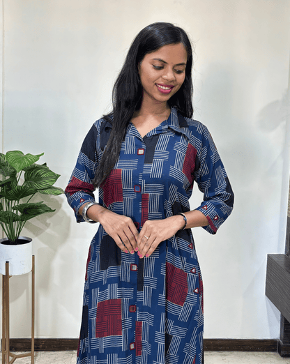 Shriya Geometric Ajrakh Cotton One-Piece