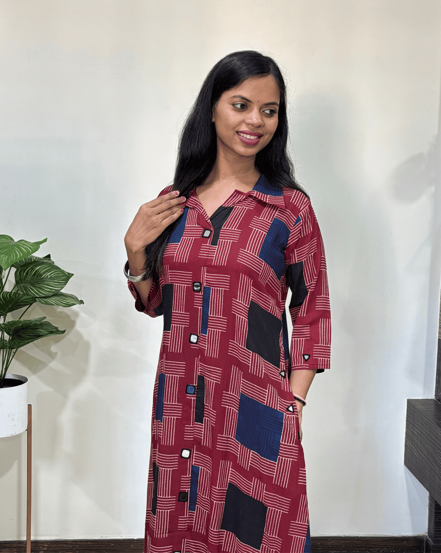 Shriya Geometric Ajrakh Cotton One-Piece