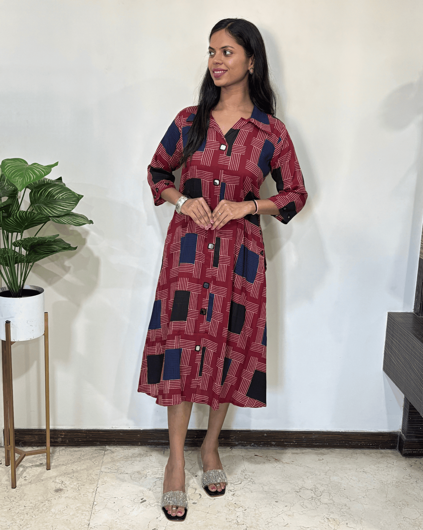 Shriya Geometric Ajrakh Cotton One-Piece