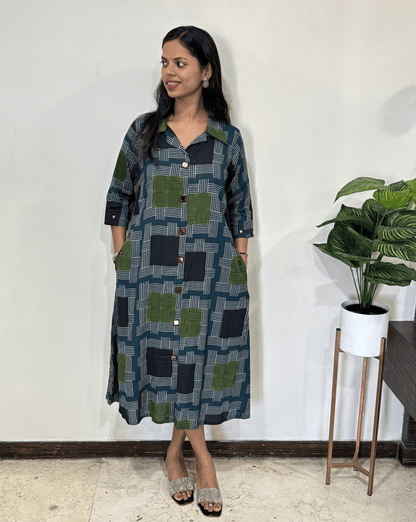 Shriya Geometric Ajrakh Cotton One-Piece