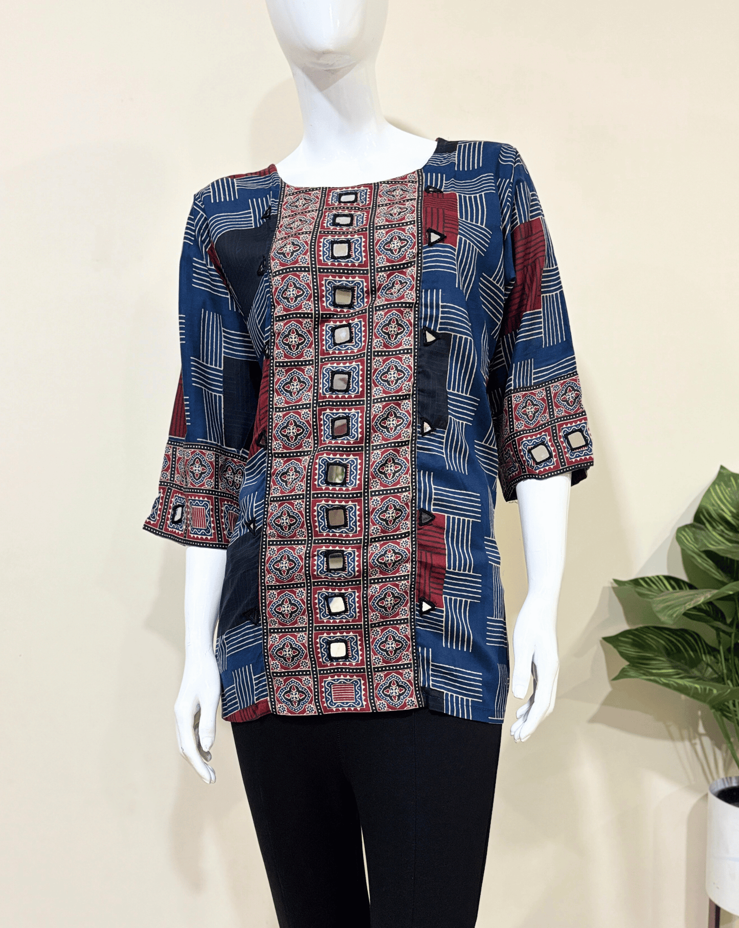 Rashmika Plus Size Ajarkh Short Kurti