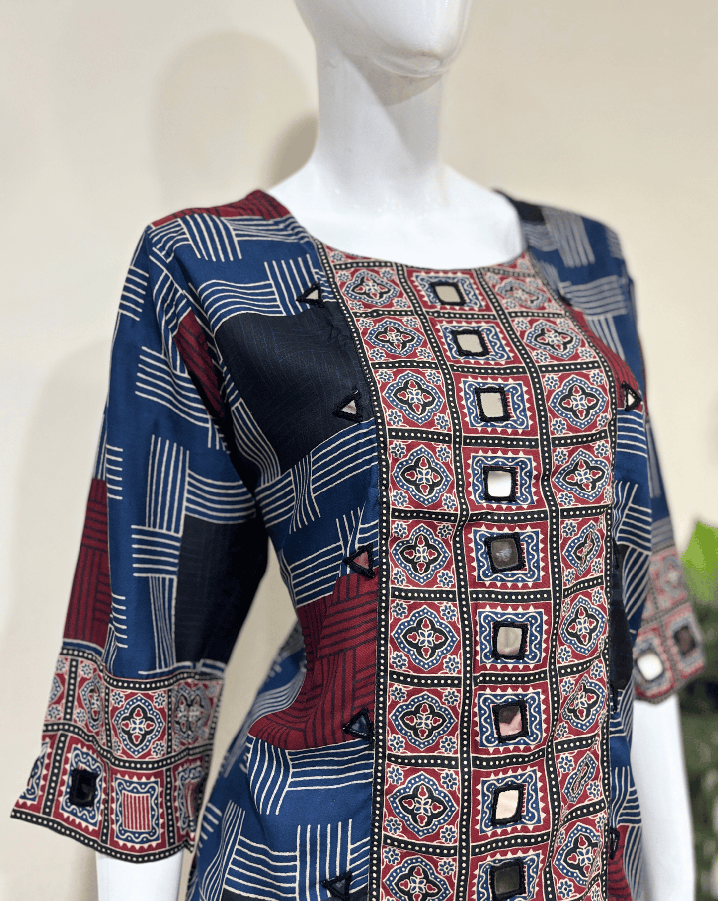 Rashmika Plus Size Ajarkh Short Kurti