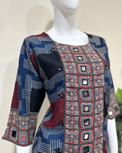 Rashmika Plus Size Ajarkh Short Kurti