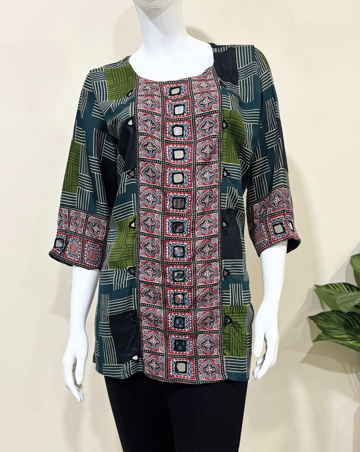 Rashmika Plus Size Ajarkh Short Kurti