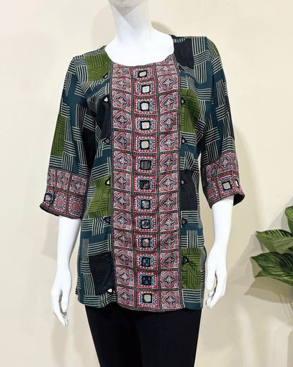 Rashmika Plus Size Ajarkh Short Kurti