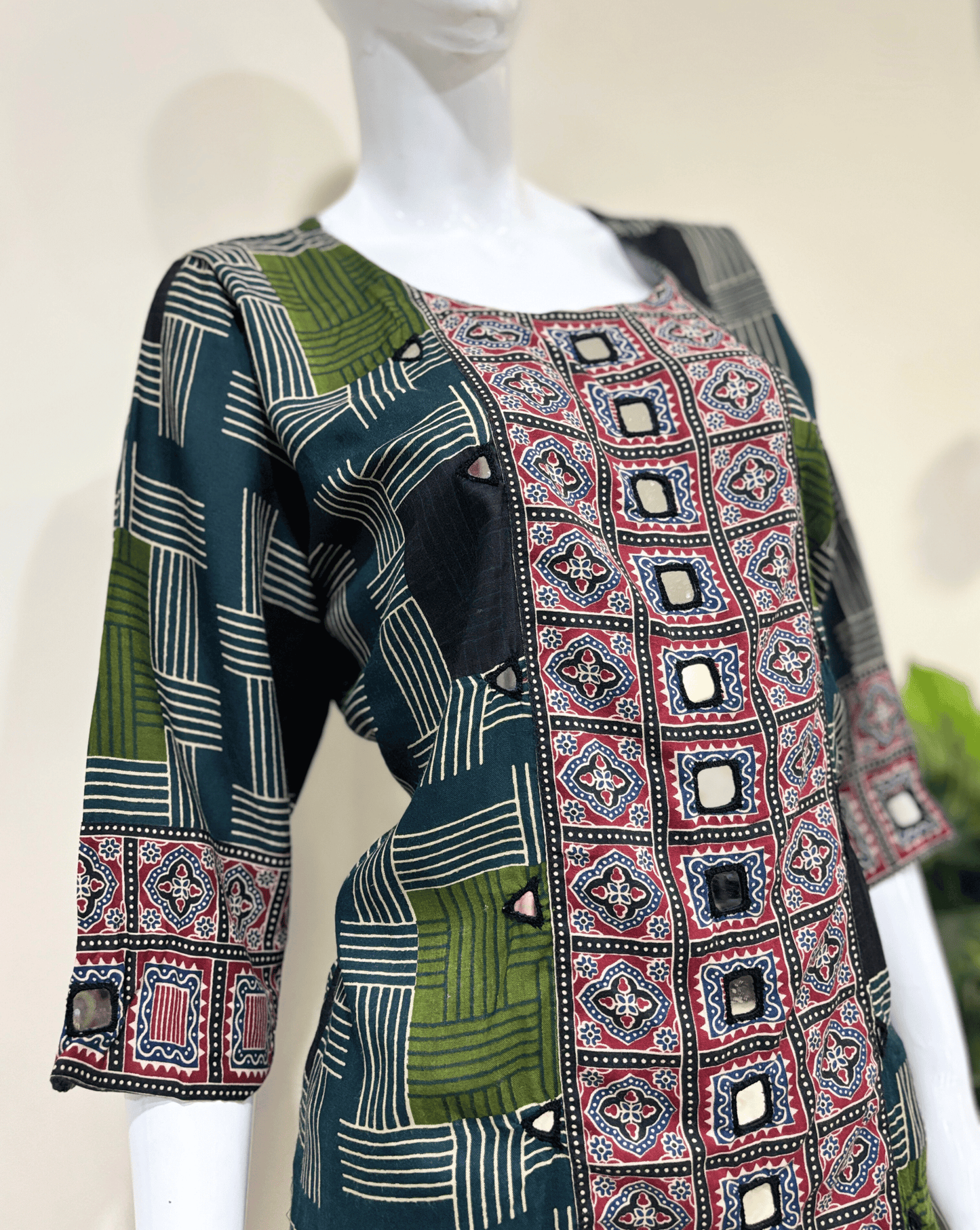 Rashmika Plus Size Ajarkh Short Kurti