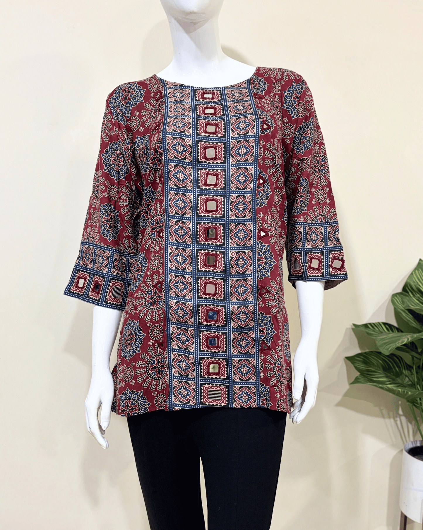 Rashmika Plus Size Ajarkh Short Kurti