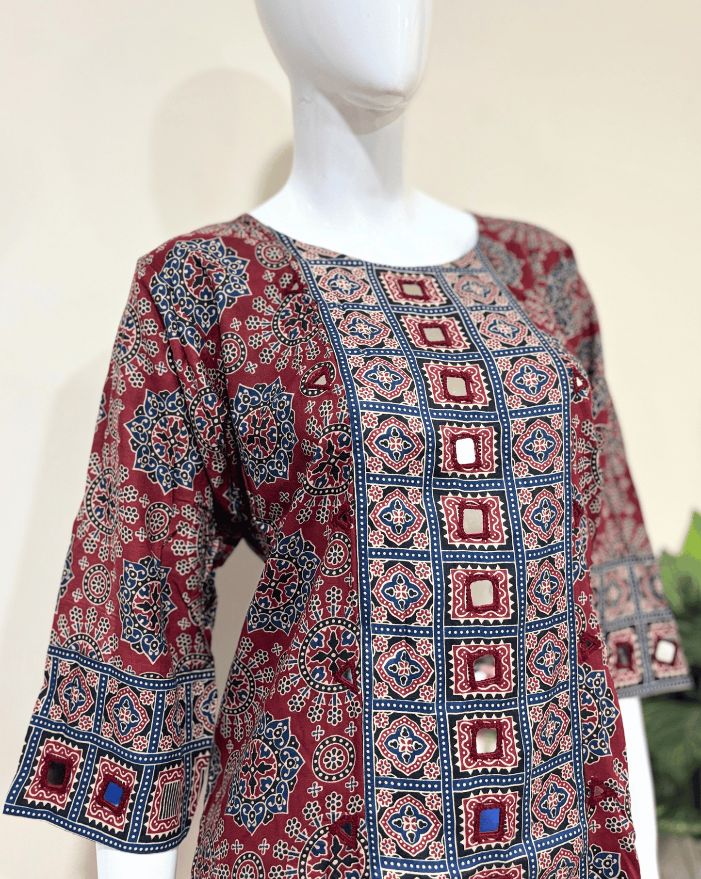 Rashmika Plus Size Ajarkh Short Kurti