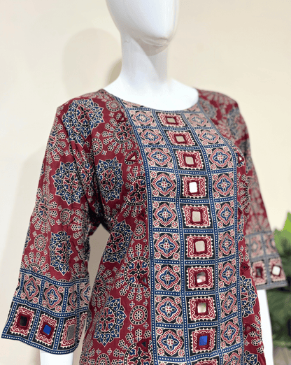 Rashmika Plus Size Ajarkh Short Kurti