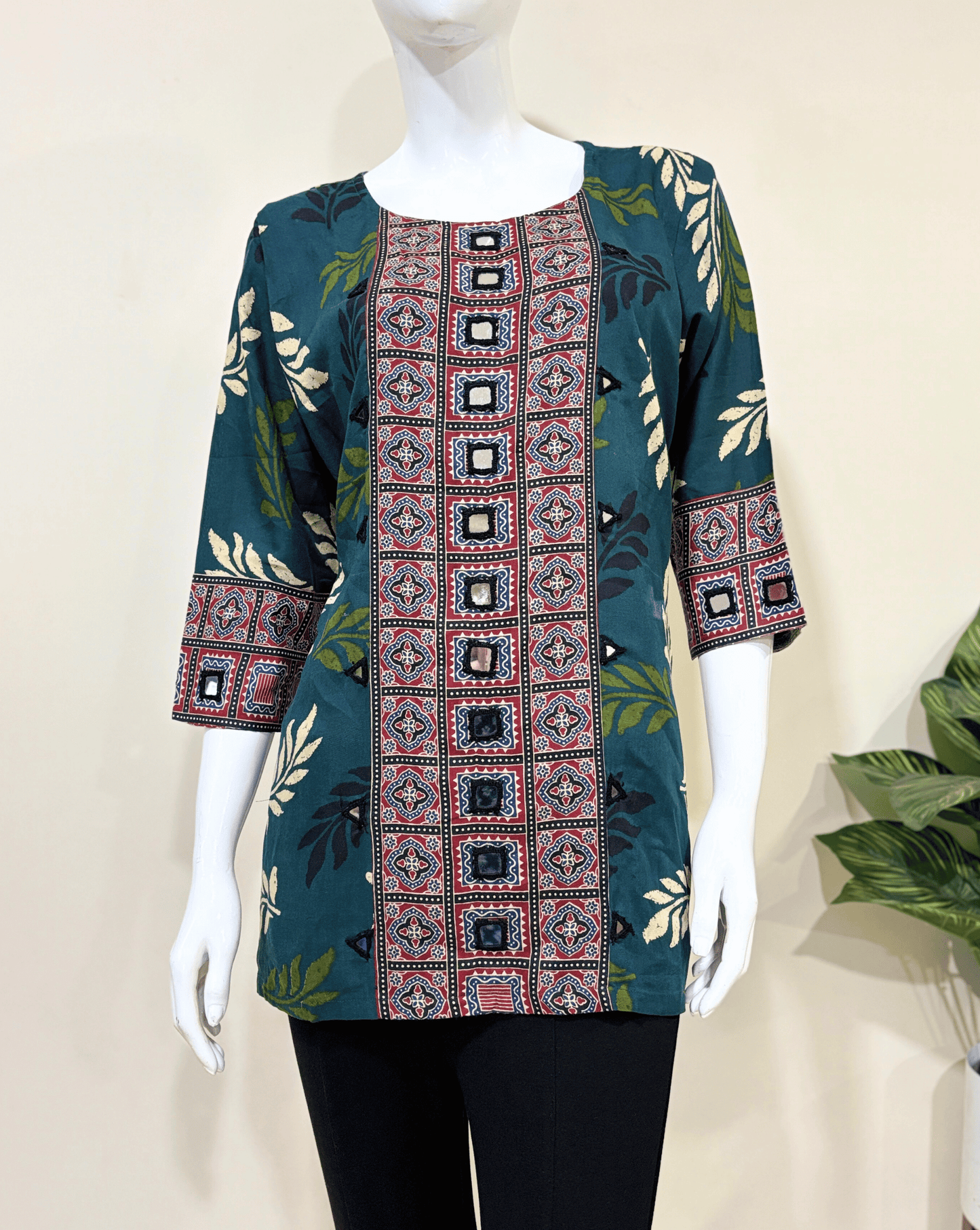 Rashmika Plus Size Ajarkh Short Kurti