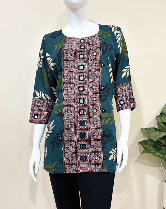 Rashmika Plus Size Ajarkh Short Kurti