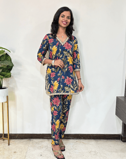 Blossom Ajrakh Cotton Co-ord Set
