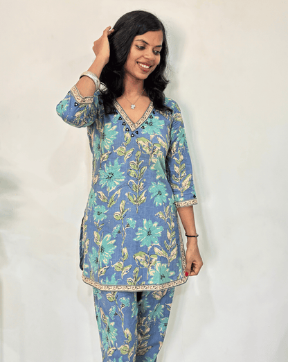 Blossom Ajrakh Cotton Co-ord Set