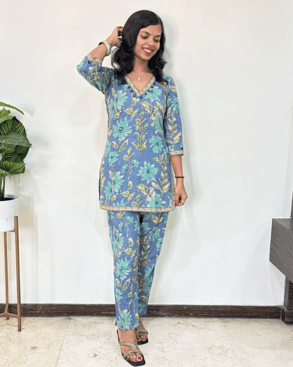 Blossom Ajrakh Cotton Co-ord Set