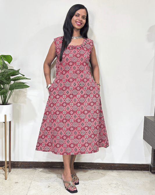 Tamannah Ajrakh Cotton Sleeveless Kurti