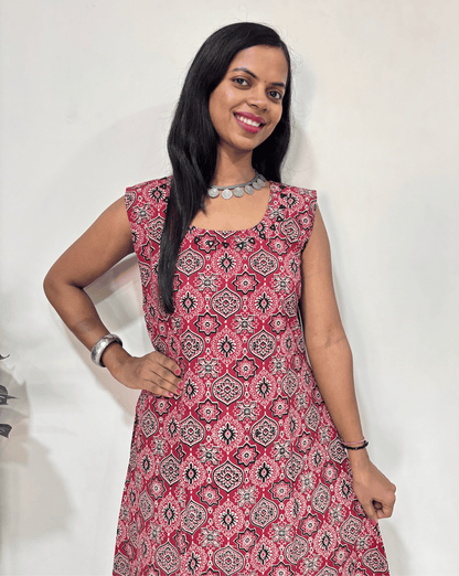 Tamannah Ajrakh Cotton Sleeveless Kurti