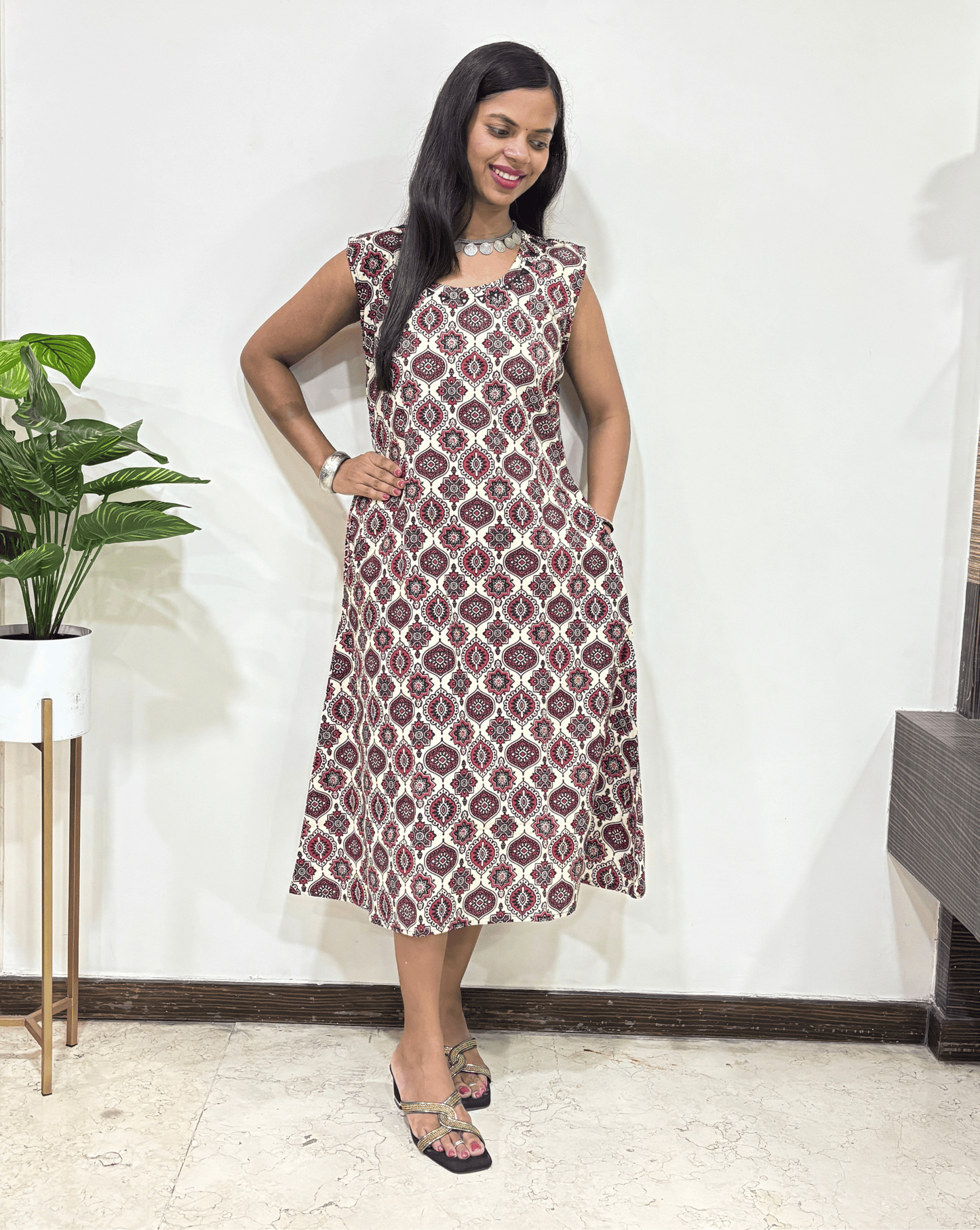 Tamannah Ajrakh Cotton Sleeveless Kurti