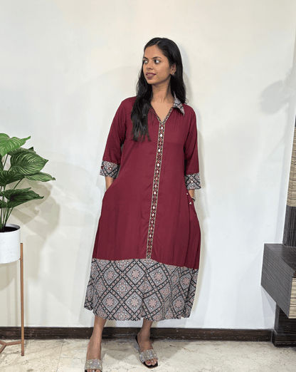 Tanaya Ajrakh A-line Kurti