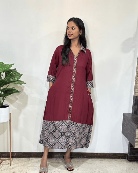 Tanaya Ajrakh A-line Kurti