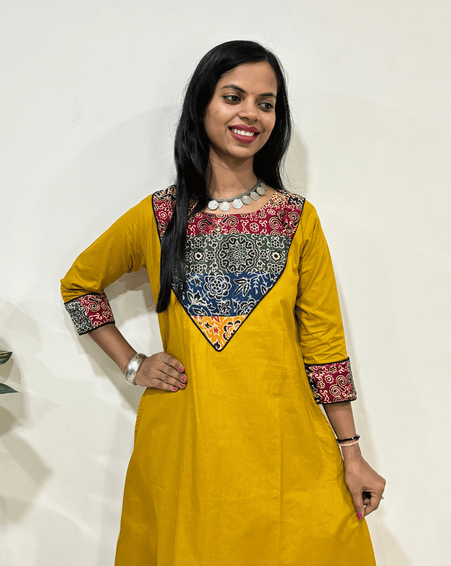 Tapsi Mashru Panel Ajrakh Kurti