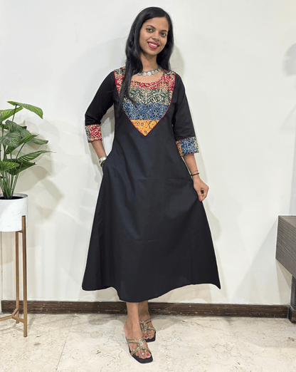 Tapsi Mashru Panel Ajrakh Kurti