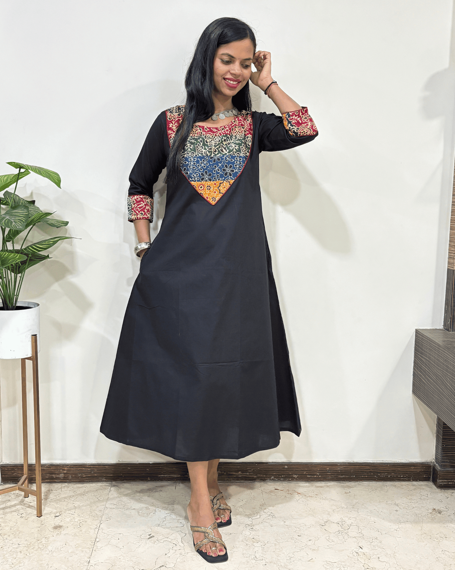 Tapsi Mashru Panel Ajrakh Kurti