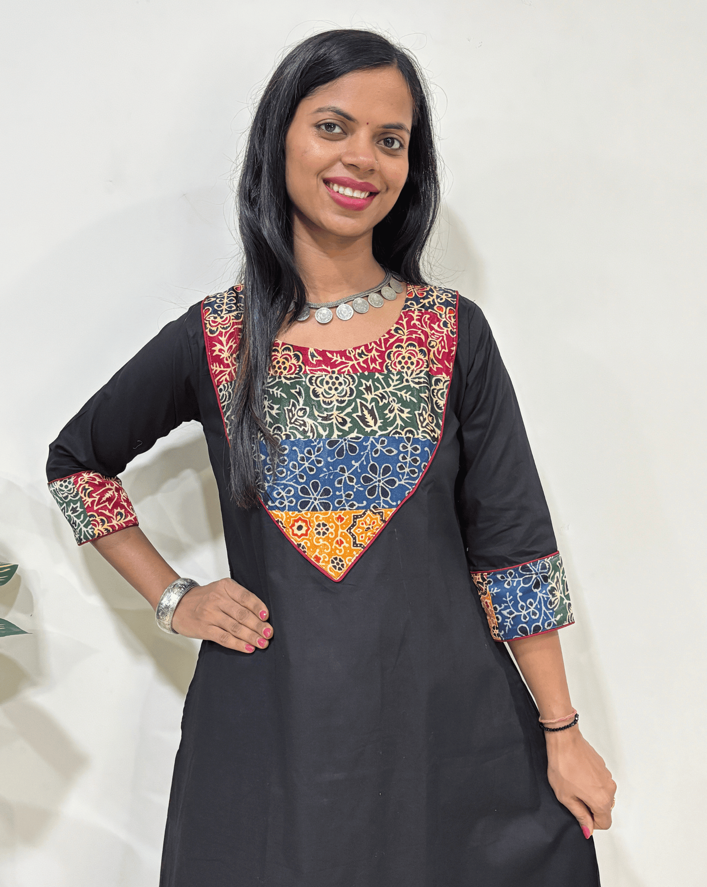 Tapsi Mashru Panel Ajrakh Kurti