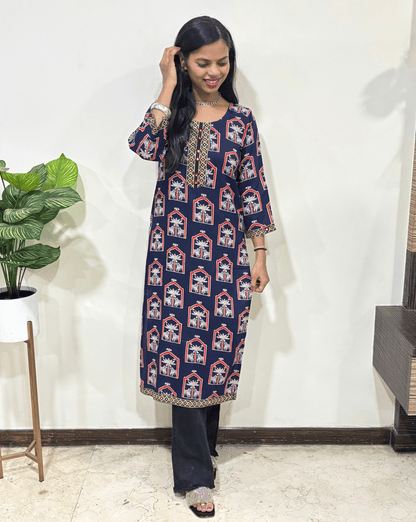 Urvi Ajrakh Long Kurti