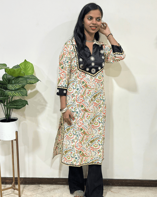 Sheesh Mashru Yolk Long Kurti