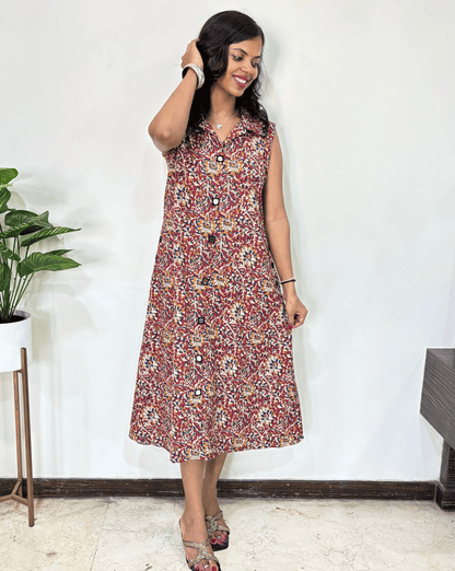 Kiara Kalamkari Sleevless Long Kurti
