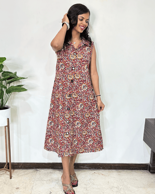 Kiara Kalamkari Sleevless Long Kurti