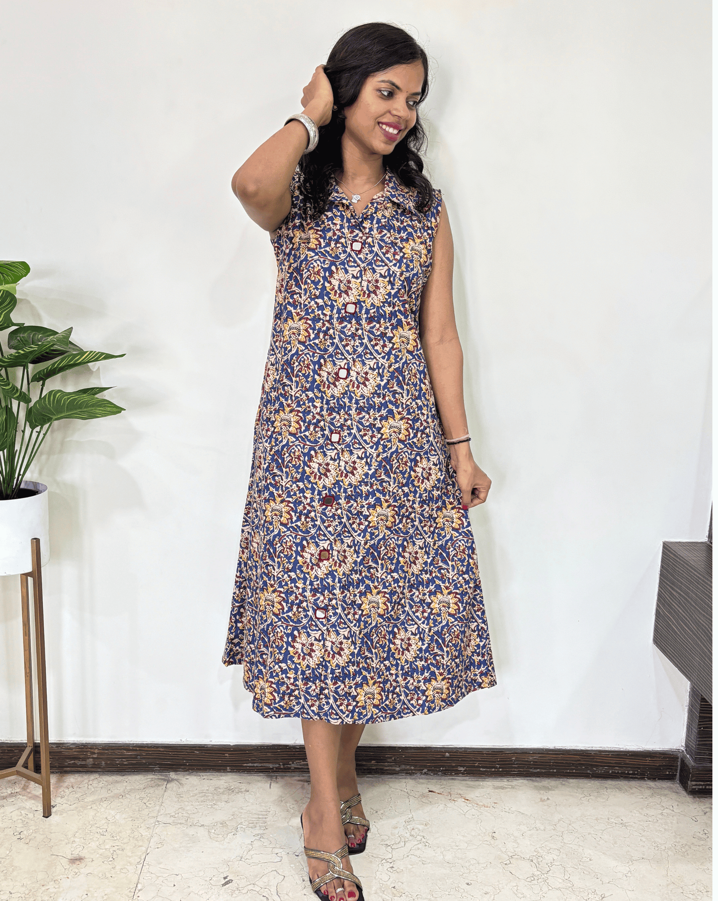 Kiara Kalamkari Sleevless Long Kurti