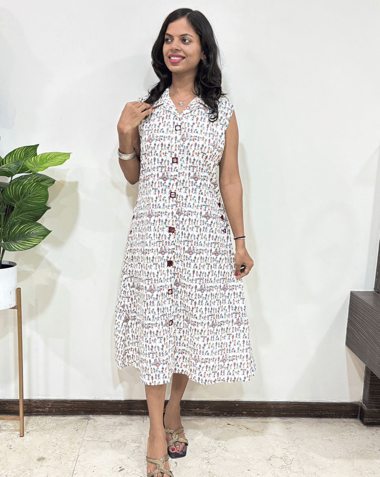 Kiara Warli Sleevless Long Kurti