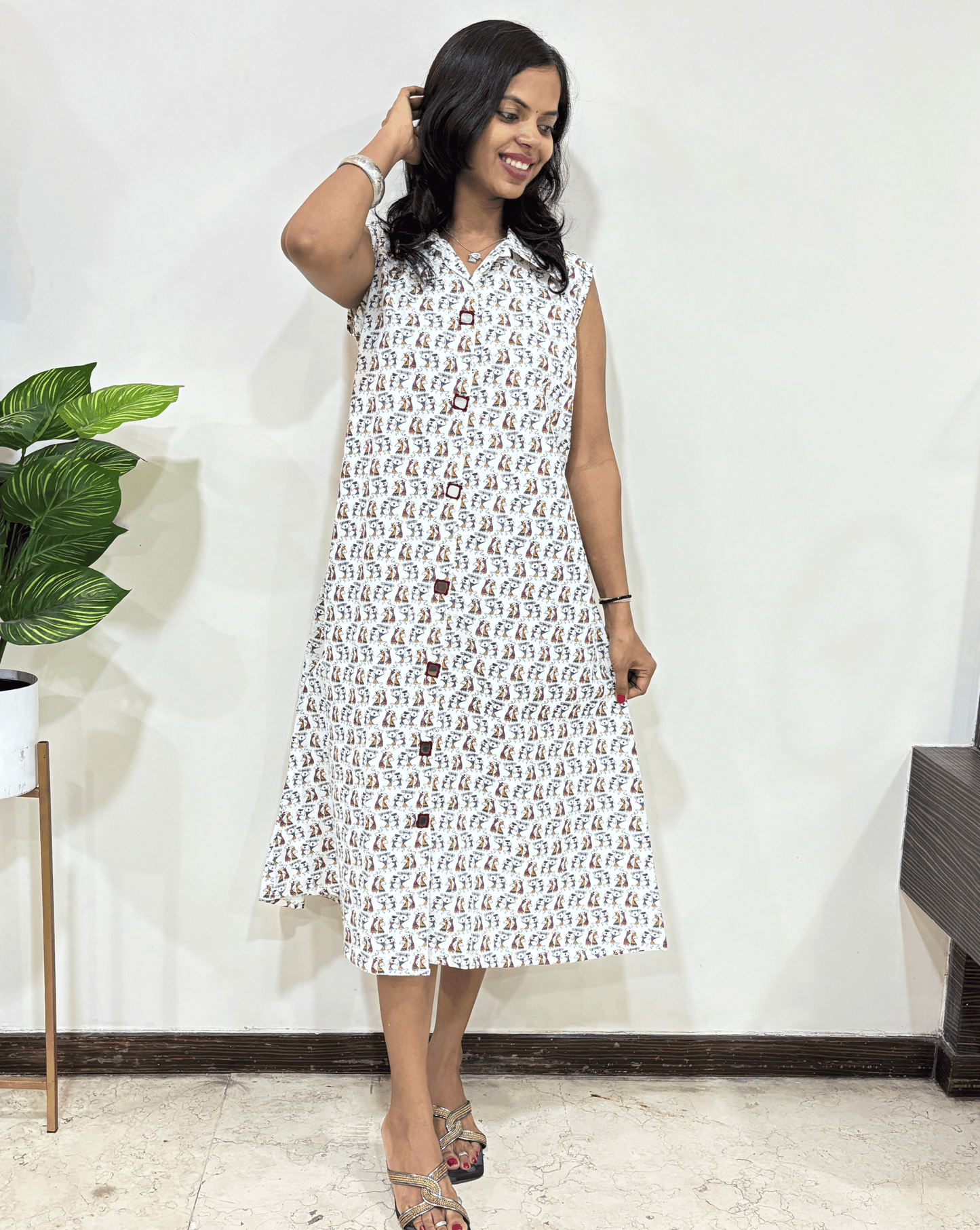 Kiara Warli Sleevless Long Kurti