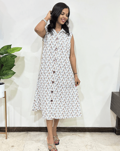 Kiara Warli Sleevless Long Kurti