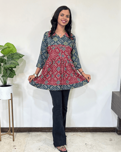 Mahira Patola Ajrakh Short Kurti