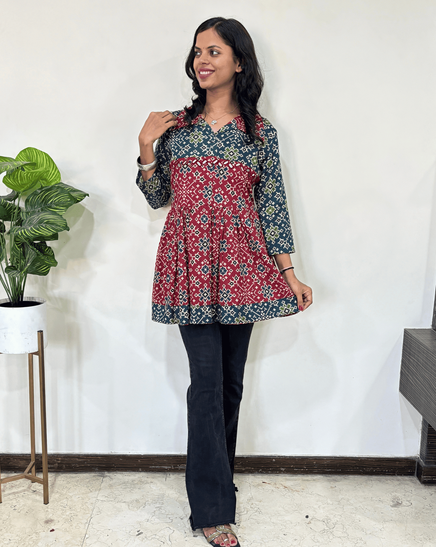 Mahira Patola Ajrakh Short Kurti