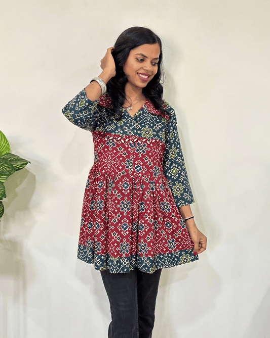 Mahira Patola Ajrakh Short Kurti