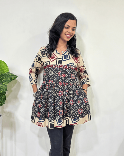 Mahira Patola Ajrakh Short Kurti