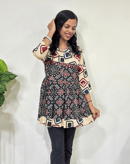 Mahira Patola Ajrakh Short Kurti