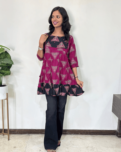 Heena Ajrakh Cotton Short Kurti