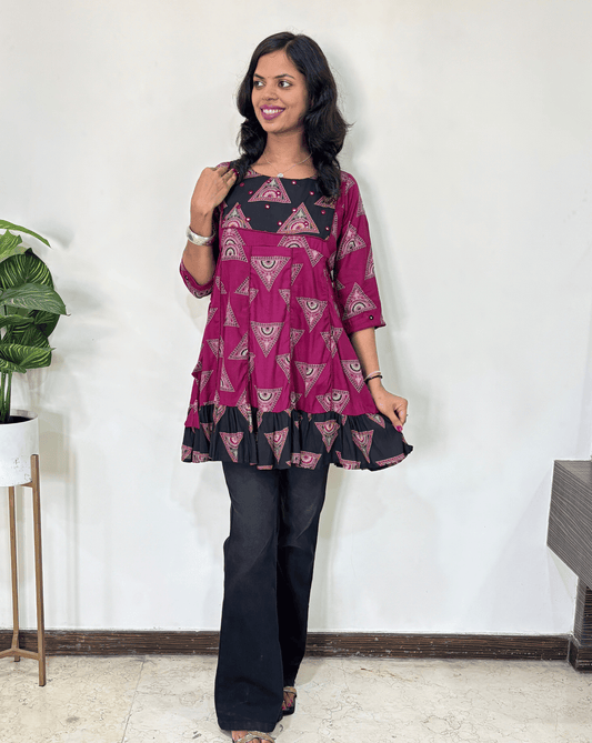 Heena Ajrakh Cotton Short Kurti