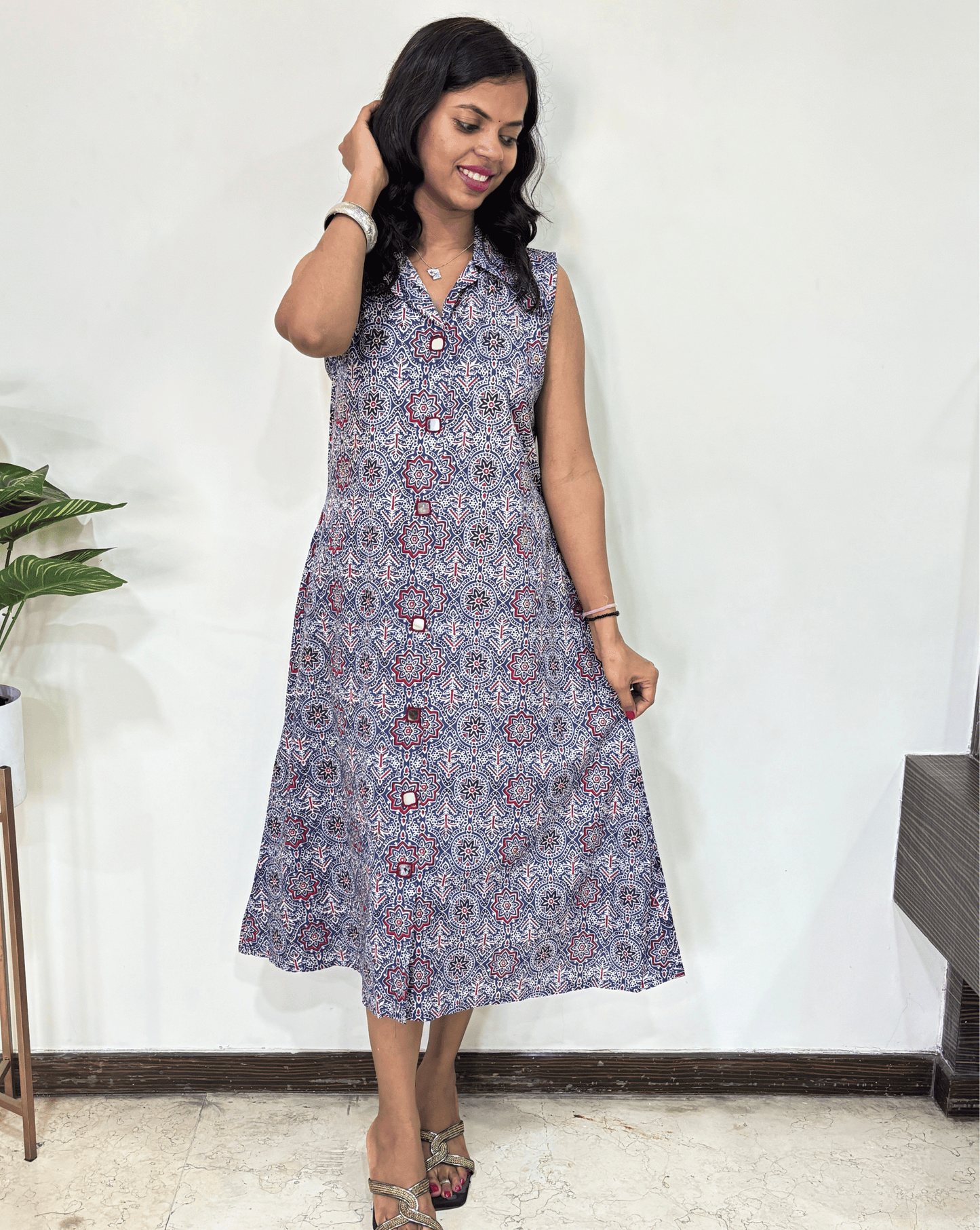 Kiara Ajrakh Sleeveless  One Piece