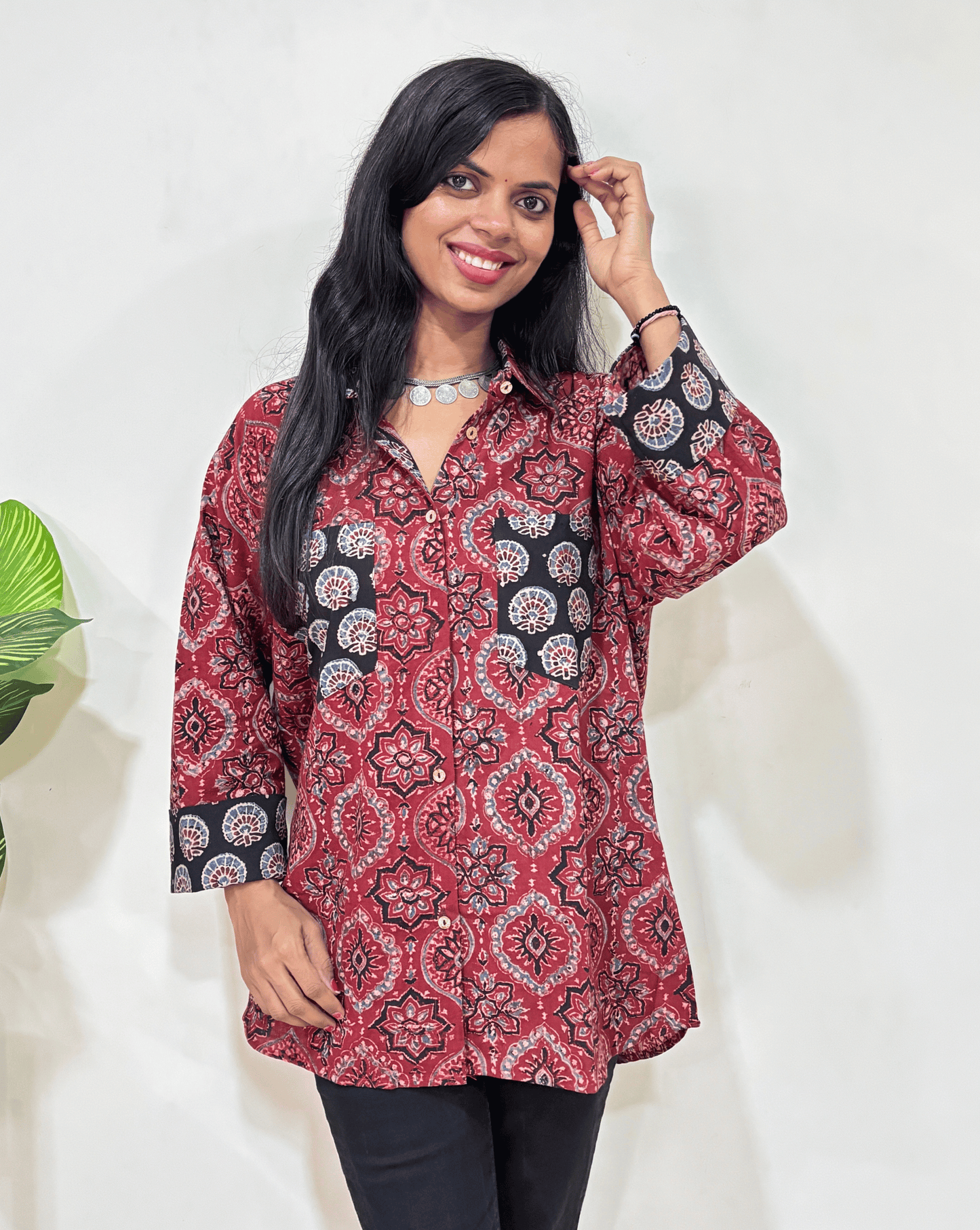 Fanah Handblock Ajrakh Shirt