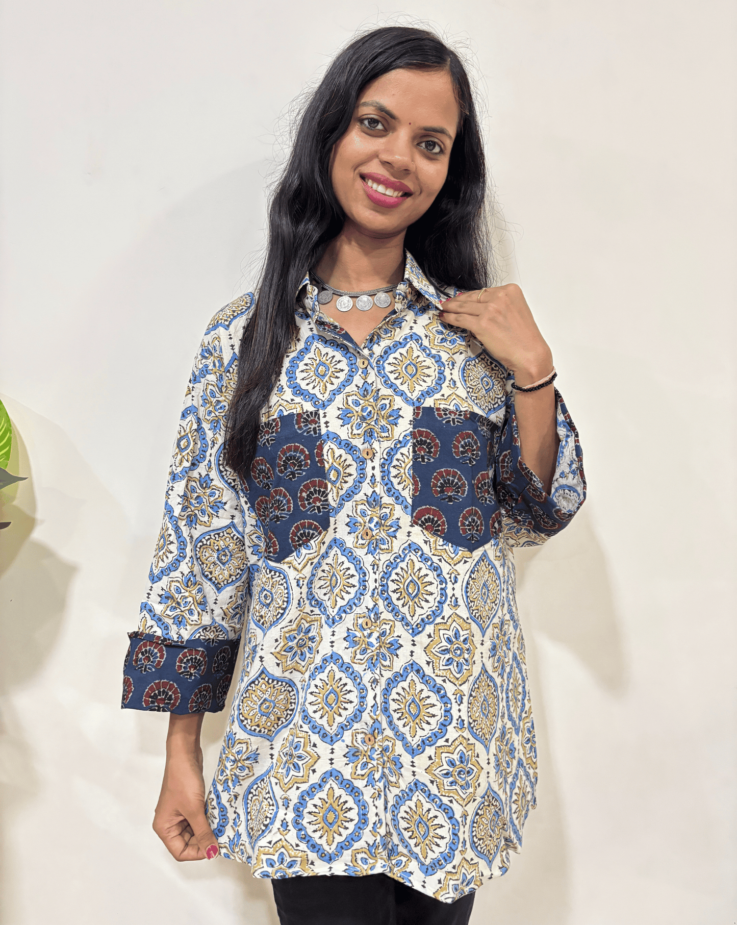 Fanah Handblock Ajrakh Shirt