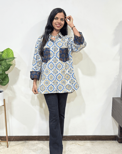 Fanah Handblock Ajrakh Shirt