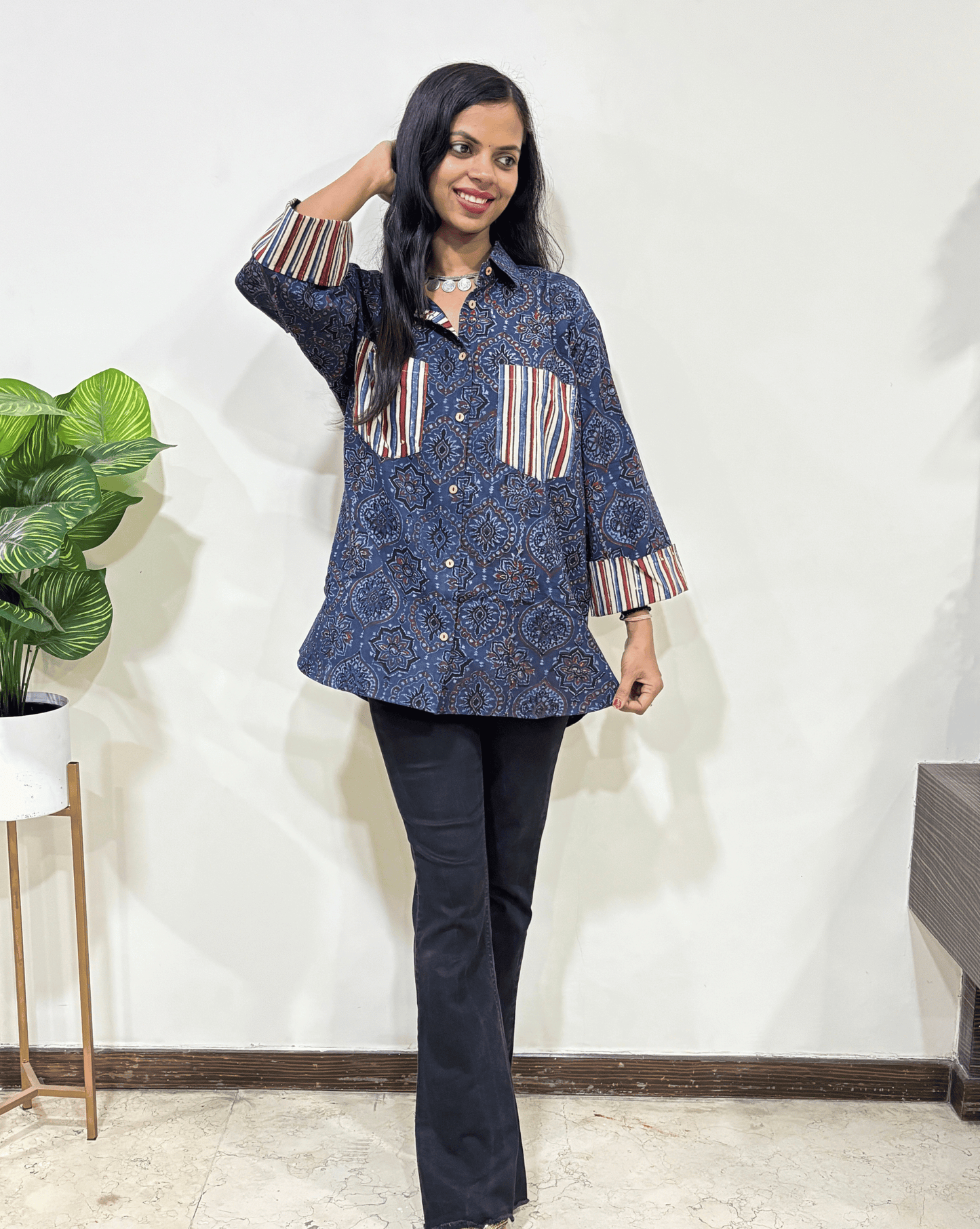 Fanah Handblock Ajrakh Shirt